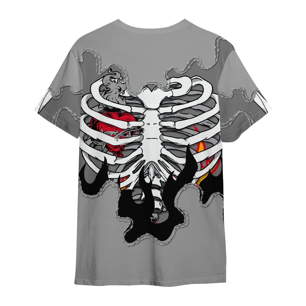 Shirt To Match Black Wolf Grey 12s - Skeleton Heart On Fire All Over Print