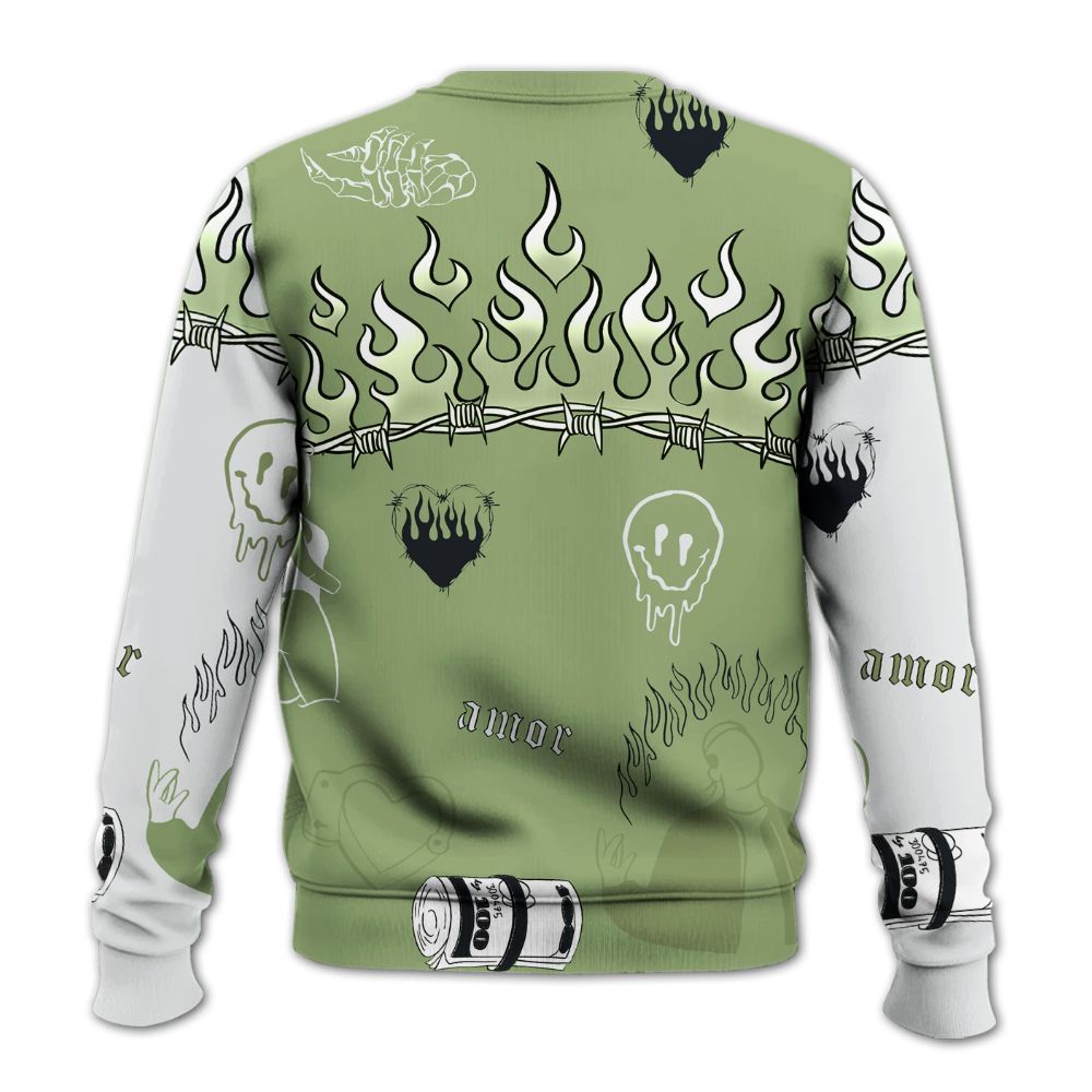 Sweatshirt To Match Oil Green 4s - Snake Trust No One All Over Print