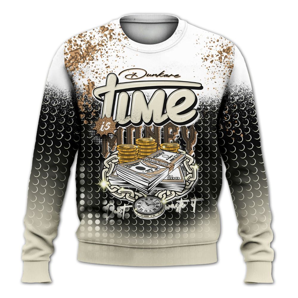 Sweatshirt To Match Orewood Brown 3s - Halftone Time Is Money All Over Print