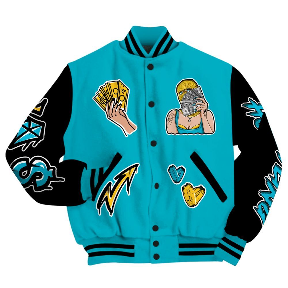 Varsity Jacket To Match Retro Aqua 5s - Hustling Unique All Over Print
