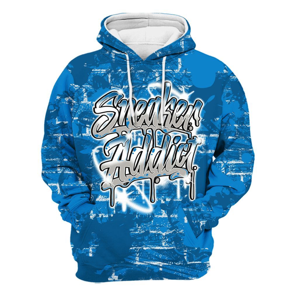 Hoodie To Match Industrial Blue 4s - Addiction Sneakers Graphic Street Art All Over Print