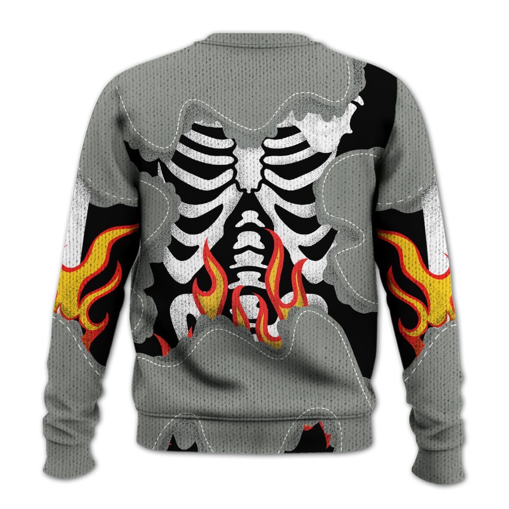 Knitted Sweater To Match Paris Olympics 4s - Skeleton Burning Heart Drip
