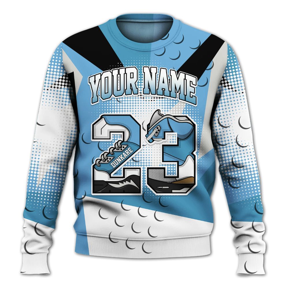Sweatshirt To Match SB Dunk Low University Blue - Poly Custom Name Number 23 5s All Over Print