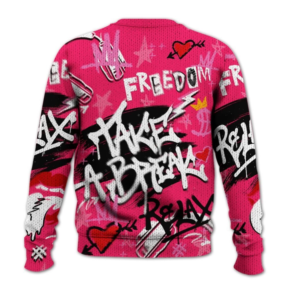 Knitted Sweater To Match Air VaporMax Plus Triple Pink - Take Break Freedom Graffiti Streetwear