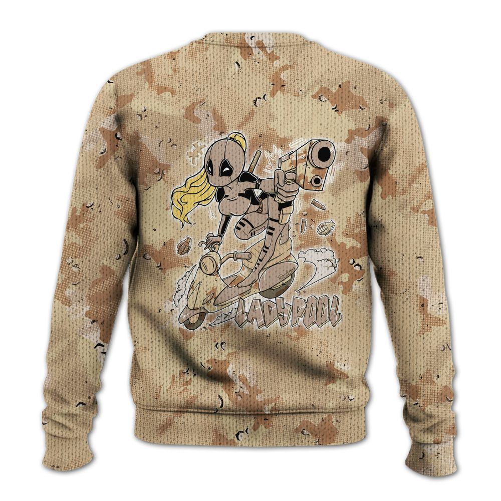 Knitted Sweater To Match Desert Camo 3s - Lady Pool Cartoon Abstract Halftone