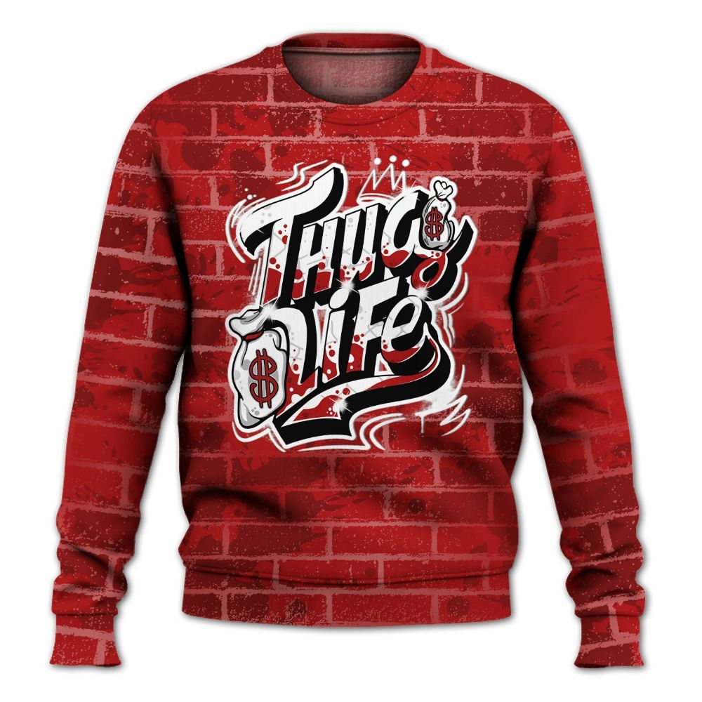 Sweatshirt To Match Red Taxi 12s - Free Thug Living Graphic Brick Art All Over Print