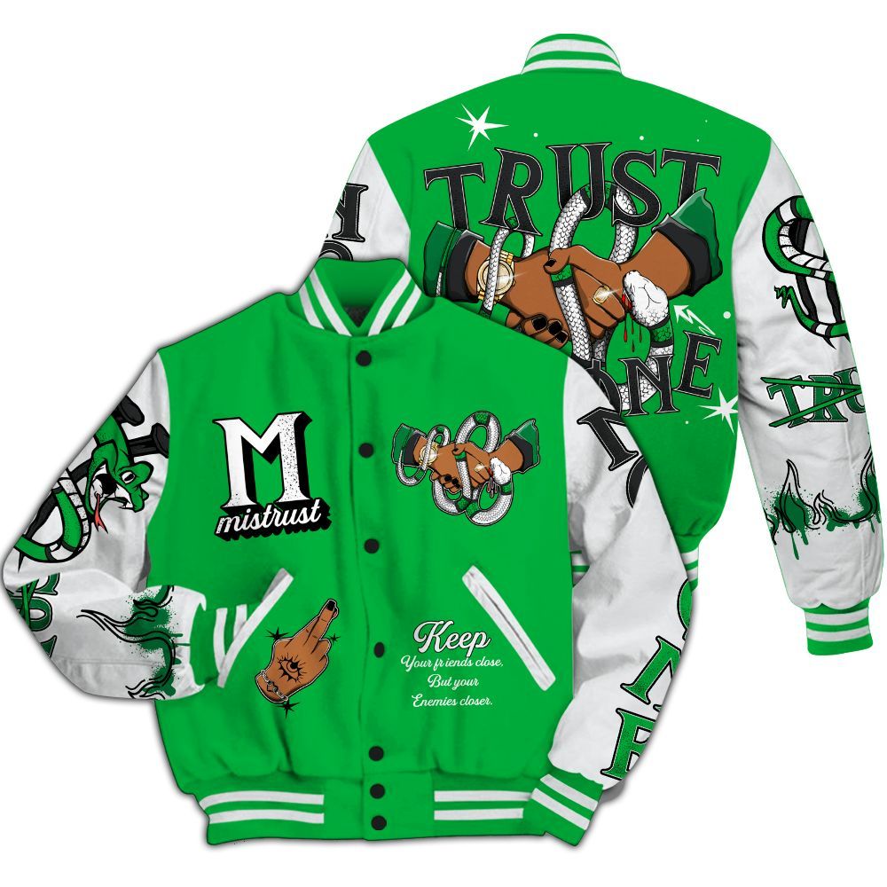 Varsity Jacket To Match Lucky Green 5s - Trust No One Snake-Bite Street Style All Over Print
