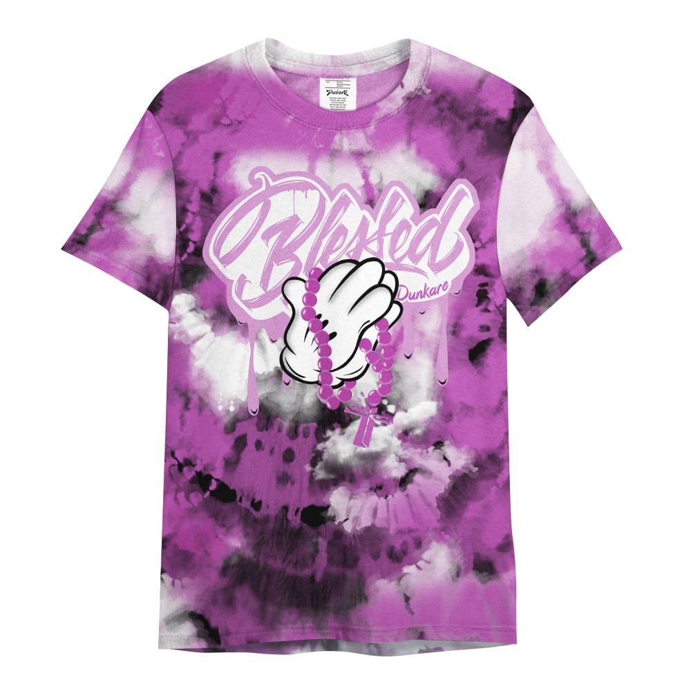 Shirt To Match Hyper Violet 4s - God Blessed Tie Dye All Over Print