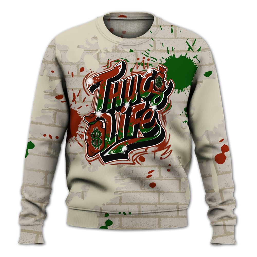 Sweatshirt To Match El Grito 5s - Free Thug Living Graphic Brick Art All Over Print