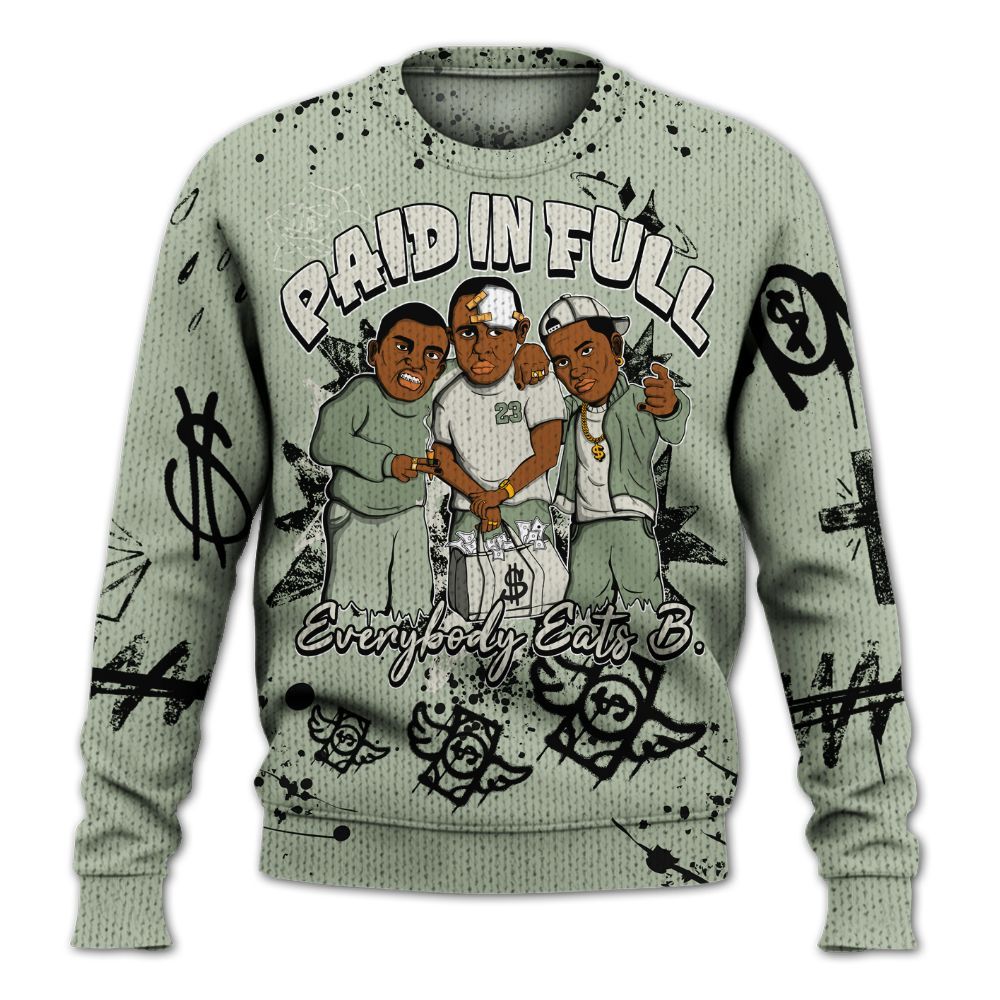 Knitted Sweater To Match Seafoam Sail 4s - Everybody Paid In Full Crayon