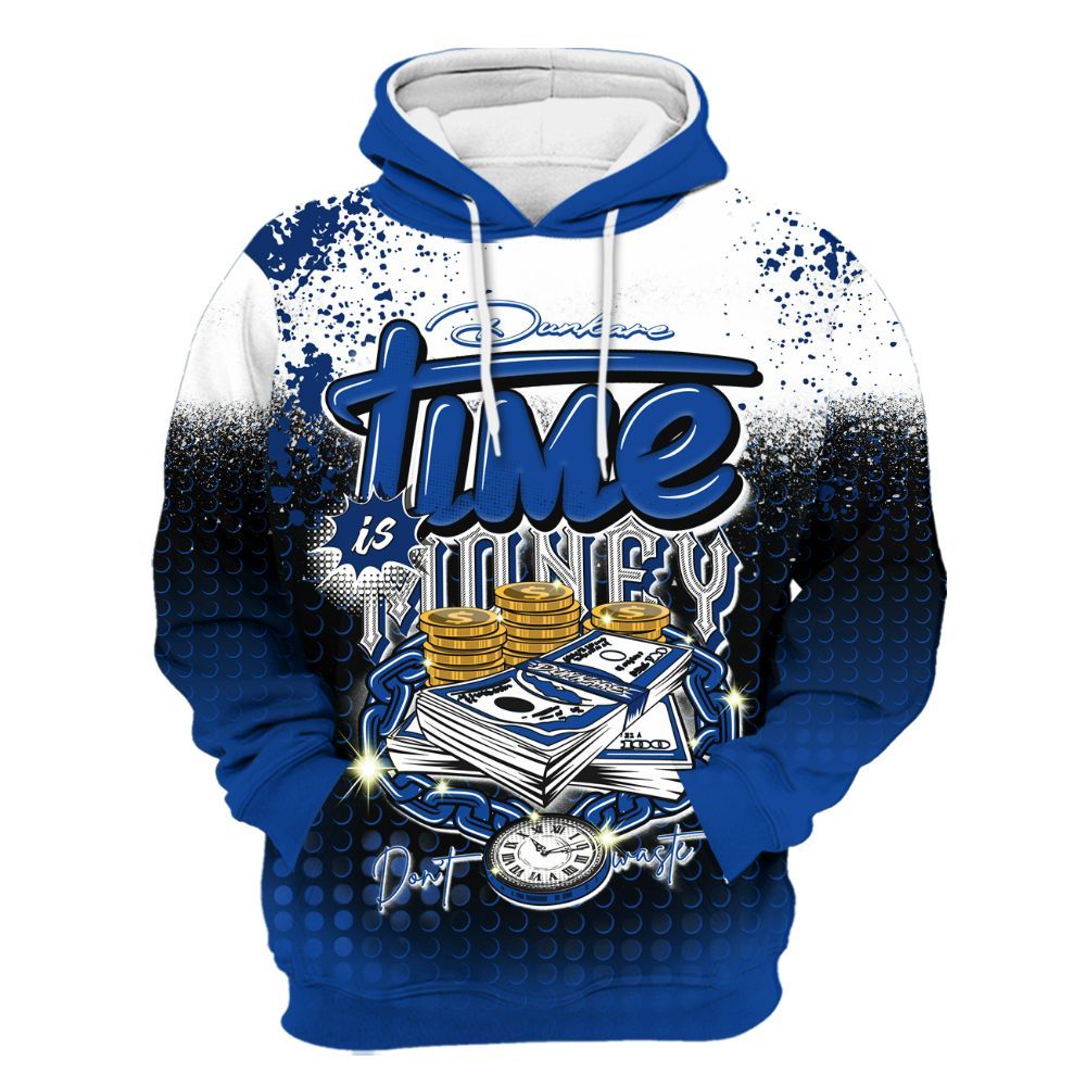 Hoodie To Match Low Game Royal 1s - Halftone Time Is Money All Over Print
