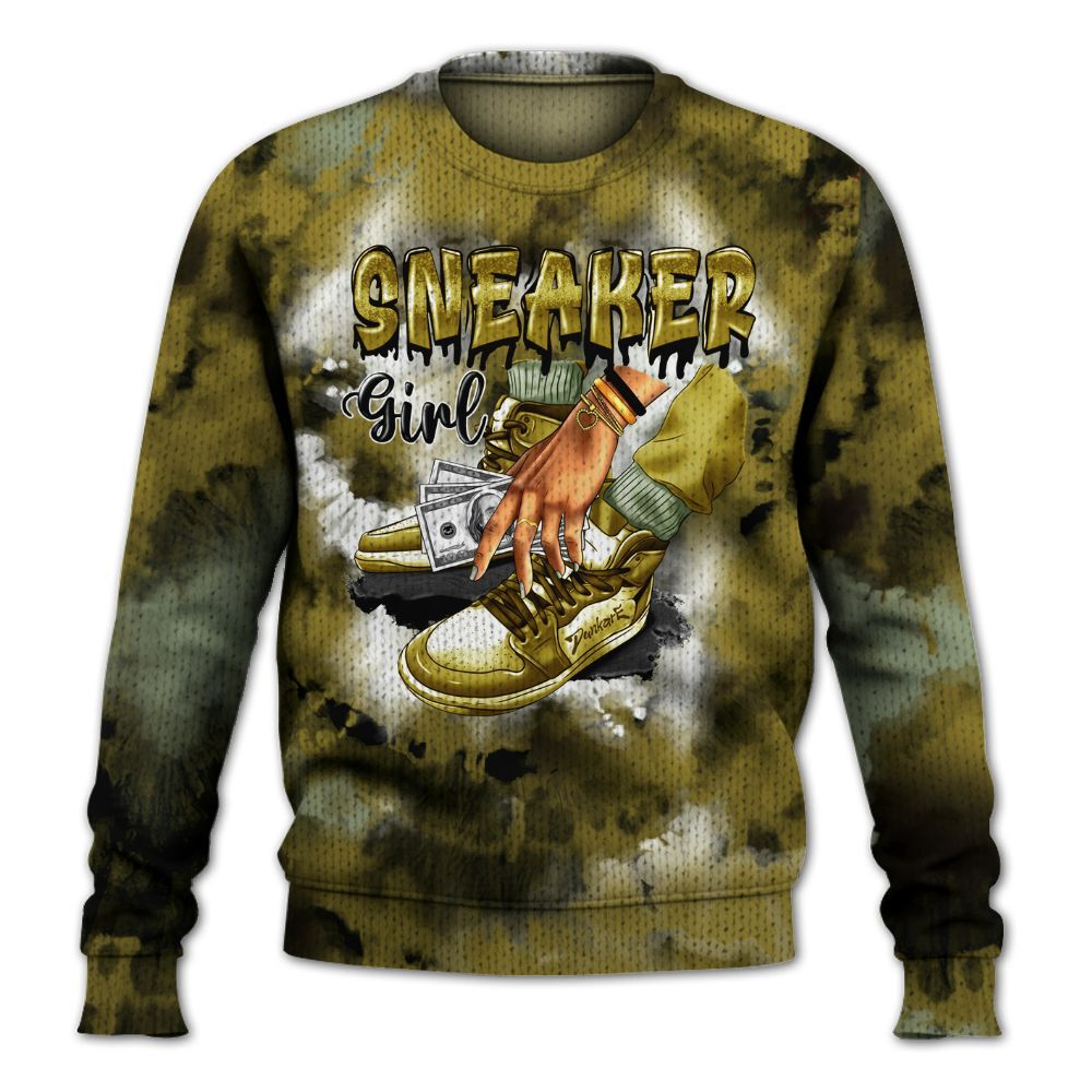 Knitted Sweater To Match Air Flightposite Metallic Gold - SNEAKER Girl Money Drip Tie Dye