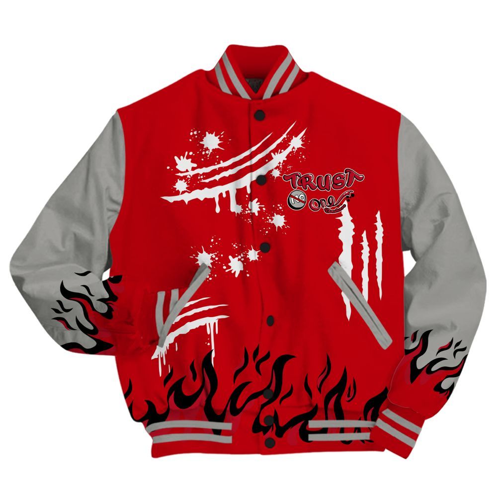 Varsity Jacket To Match Air Griffey Max Gray Reds 1s - Graphic Trust No One All Over Print