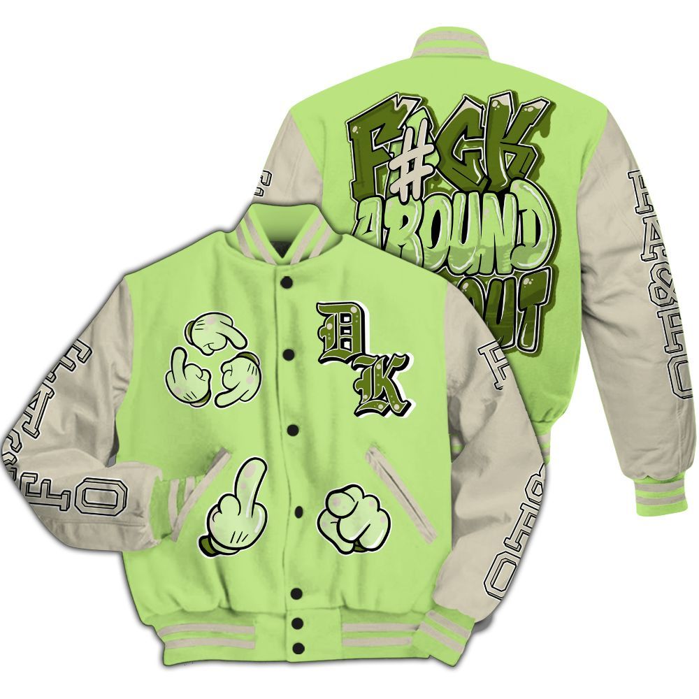 Varsity Jacket To Match Air Max Stussy Action Green - F Around Find Out Graphic All Over Print