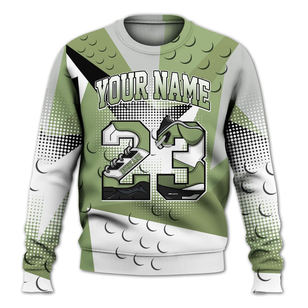 Sweatshirt To Match Oil Green 4s - Poly Custom Name Number 23 5s All Over Print
