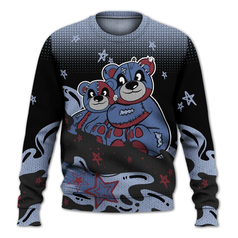Knitted Sweater To Match Black Metallic 5s - Sincere Fondness Bear Stars