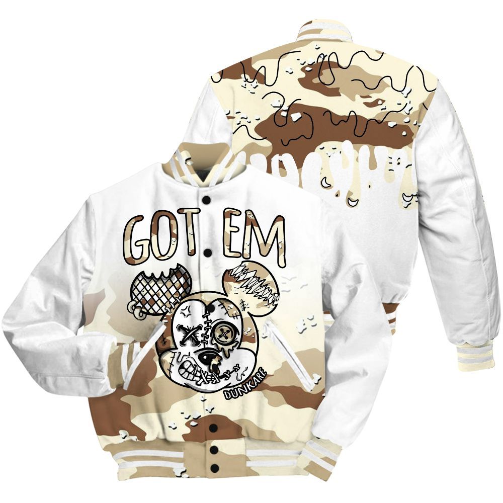 Varsity Jacket To Match Desert Camo 3s Shirt, Got Em Dripping All Over Print