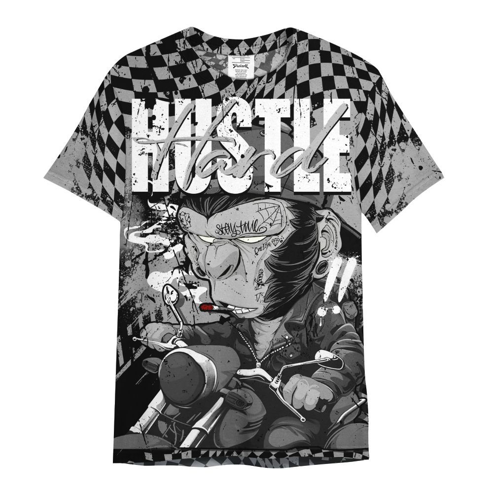 Shirt To Match Black Wolf Grey 12s - Hustle Hard Monkey All Over Print