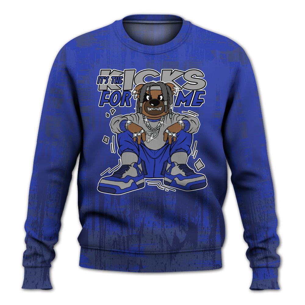 Sweatshirt To Match Air Max Plus Black Racer Blue - Sneakers Bear Glitch Art All Over Print