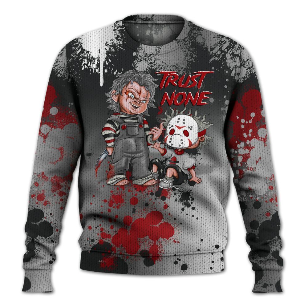 Knitted Sweater To Match Metallic Silver 14s - Trust No One Scary