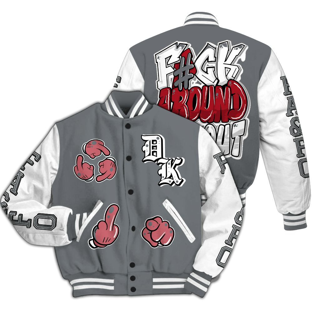 Varsity Jacket To Match Retro Fire Red 9s - F Around Find Out Graphic All Over Print