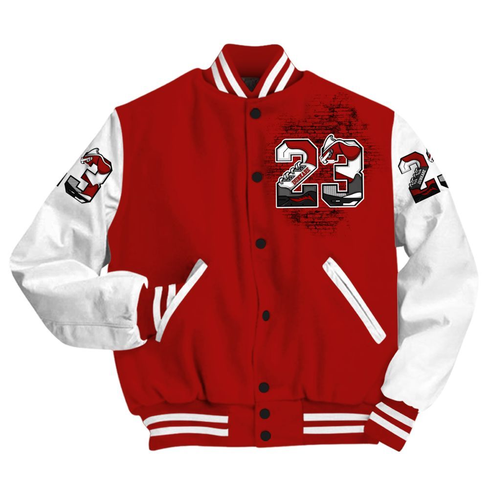 Varsity Jacket To Match High OG Varsity Red 1s - Custom Name Number 23 5s All Over Print