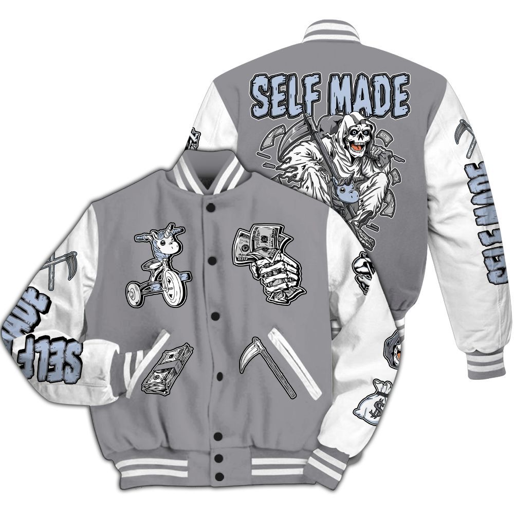 Varsity Jacket To Match Low Cement Grey 11s - Self Make Skeleton All Over Print