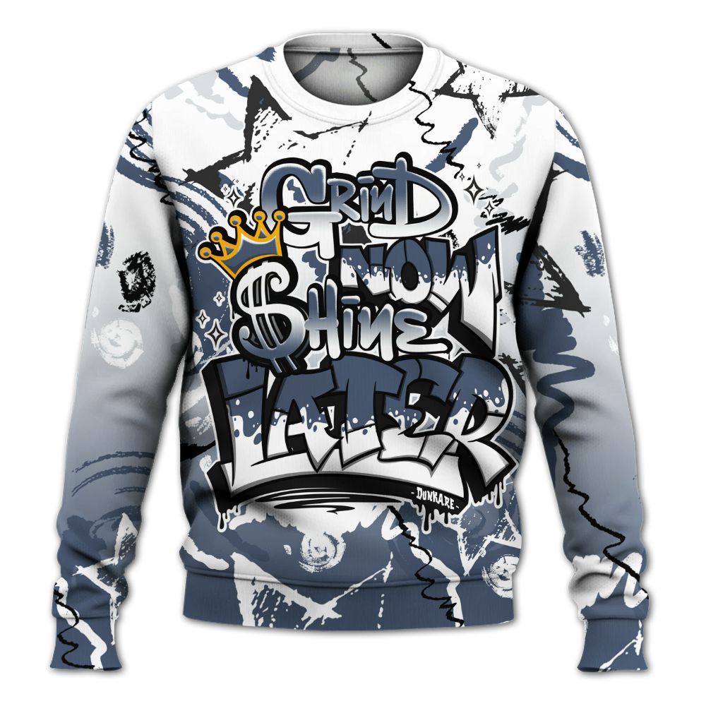 Sweatshirt To Match Low Diffused Blue 11s - Grind Shine Later Drip All Over Print