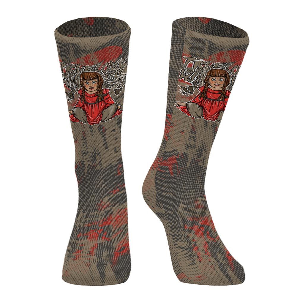 Sock To Match Olive 9s - Genuine Loves Bear Halloween Heart Grunge