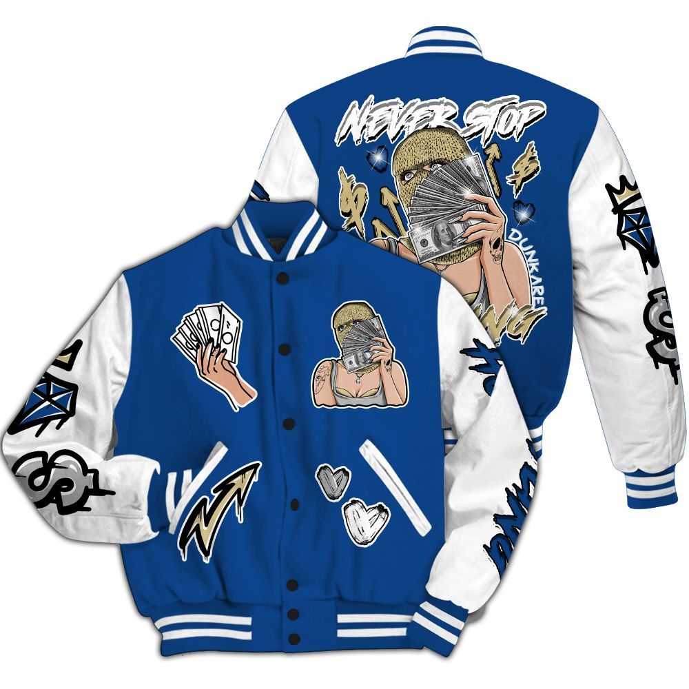 Varsity Jacket To Match Air Ship Royal Blue - Hustling Unique All Over Print