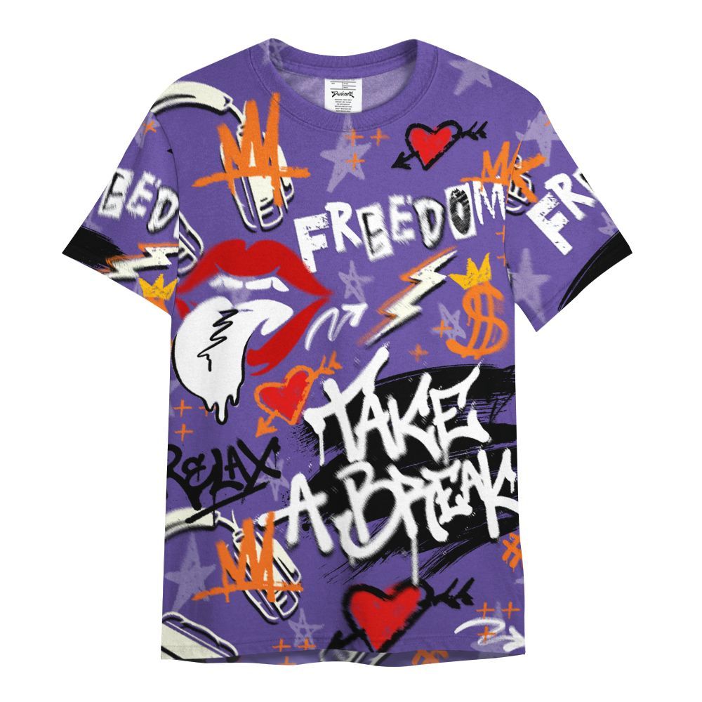 Shirt To Match Air Max Waffle SP Voltage Purple - Take Break Freedom Graffiti Streetwear All Over Print
