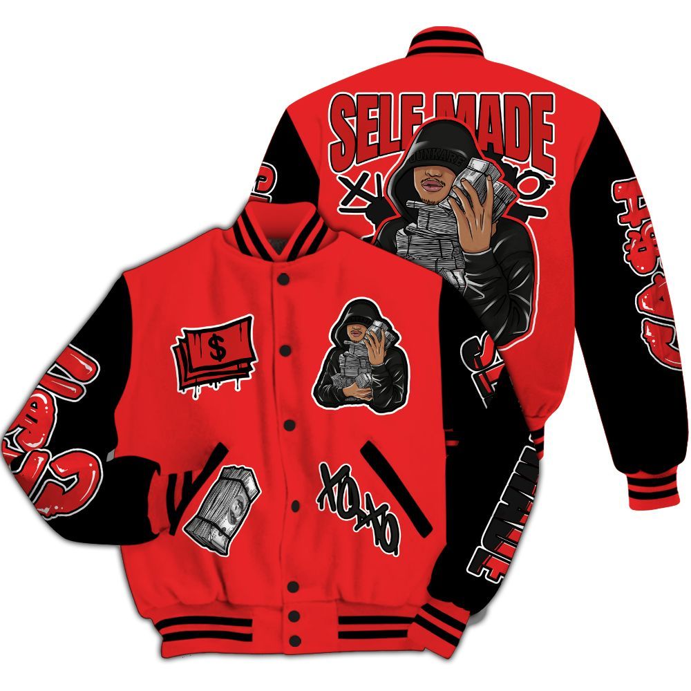 Varsity Jacket To Match Red Thunder 4s - Selfmade Unique All Over Print