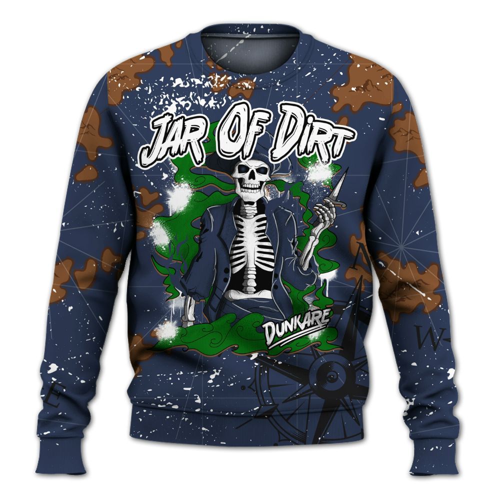 Sweatshirt To Match Midnight Navy 13s - Skeleton Jar Of Dirt Retro All Over Print