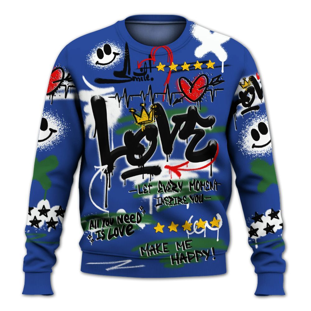 Sweatshirt To Match Dunk Low Tennis Classic - Happy Love Beats Graffiti Streetwear All Over Print