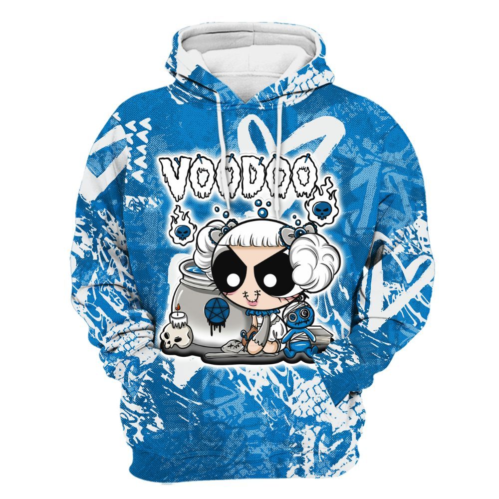 Hoodie To Match Military Blue 4s - Voodooz Heart Grunge All Over Print