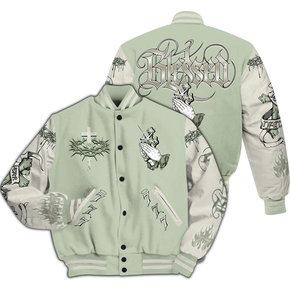 Varsity Jacket To Match Seafoam Sail 4s - God Blessed Custom Name All Over Print