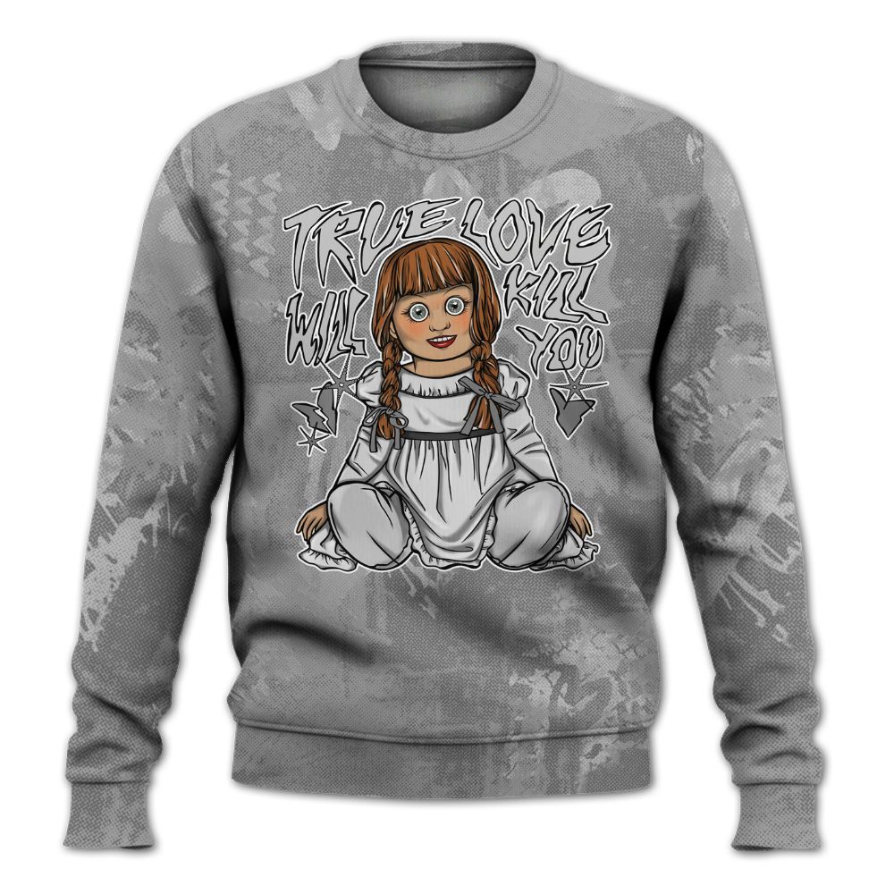 Sweatshirt To Match Black Wolf Grey 12s - Genuine Loves Bear Heart Grunge All Over Print