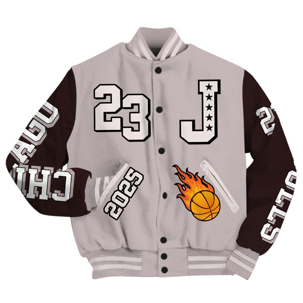 Varsity Jacket To Match AMM Air Smokey Mauve 6s - Chicago 23 Basketball All Over Print
