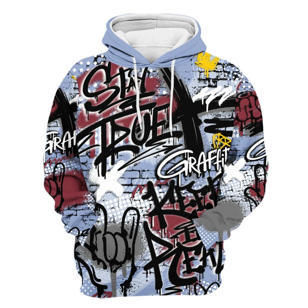 Hoodie To Match Black Metallic 5s - True It Real Graffiti Streetwear All Over Print