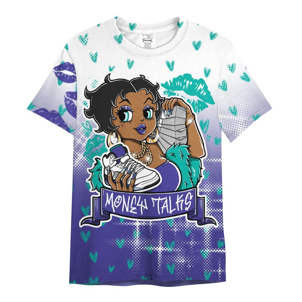 Shirt To Match Retro Grape 5s - Moneys Talks Girl All Over Print