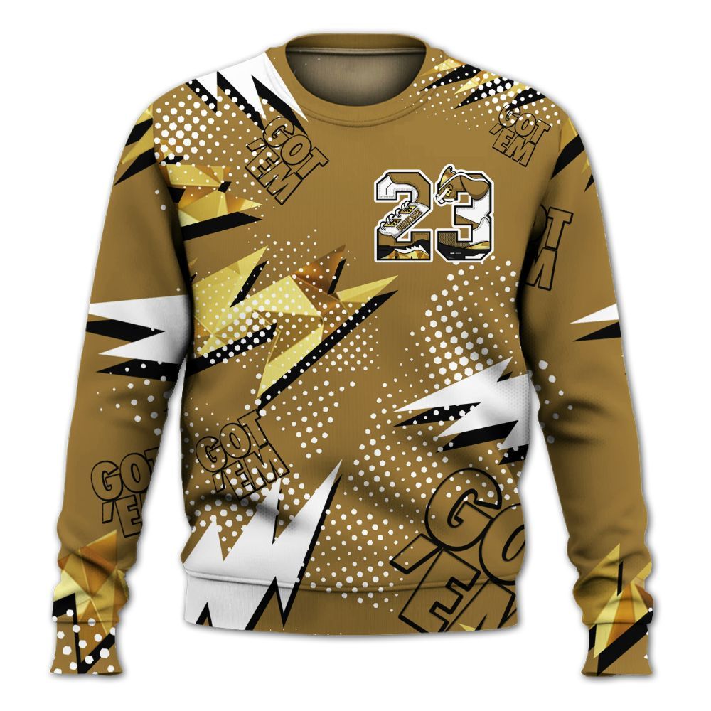Sweatshirt To Match NET Gold 4s - Custom Name Number 23 5s All Over Print