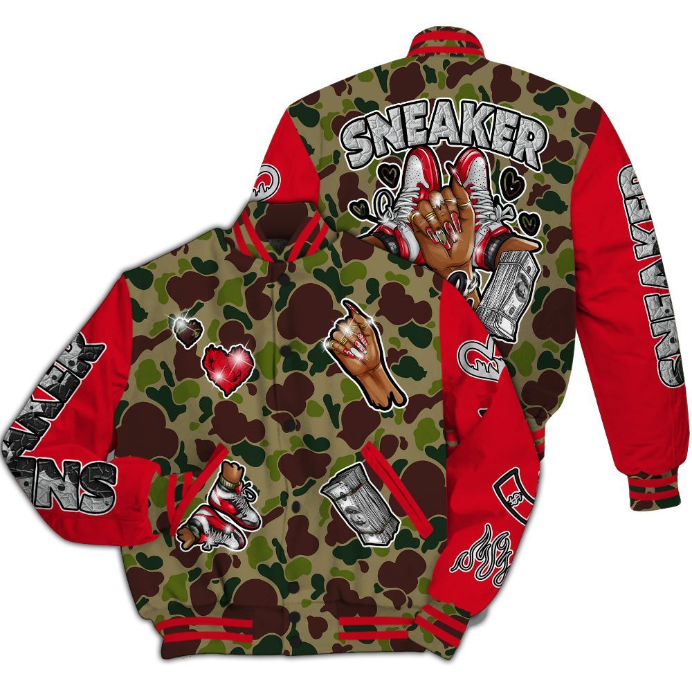 Varsity Jacket To Match Air Max 90 Duck Camo Red - Sneakerz Girlz All Over Print