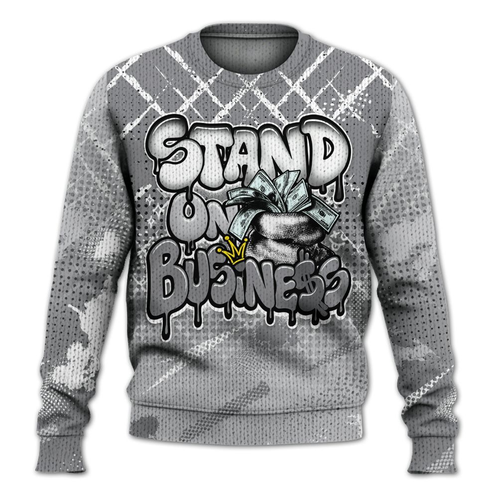 Sweater To Match Retro Wolf Grey 5s - Halftone Stand Business Dripping Graphic