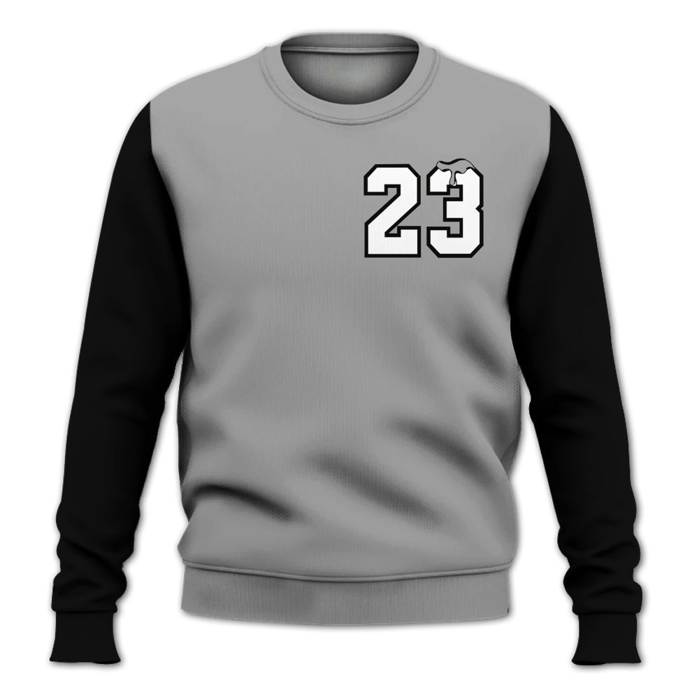 Sweatshirt To Match Black Wolf Grey 12s - Custom Name Number 23 Drip All Over Print