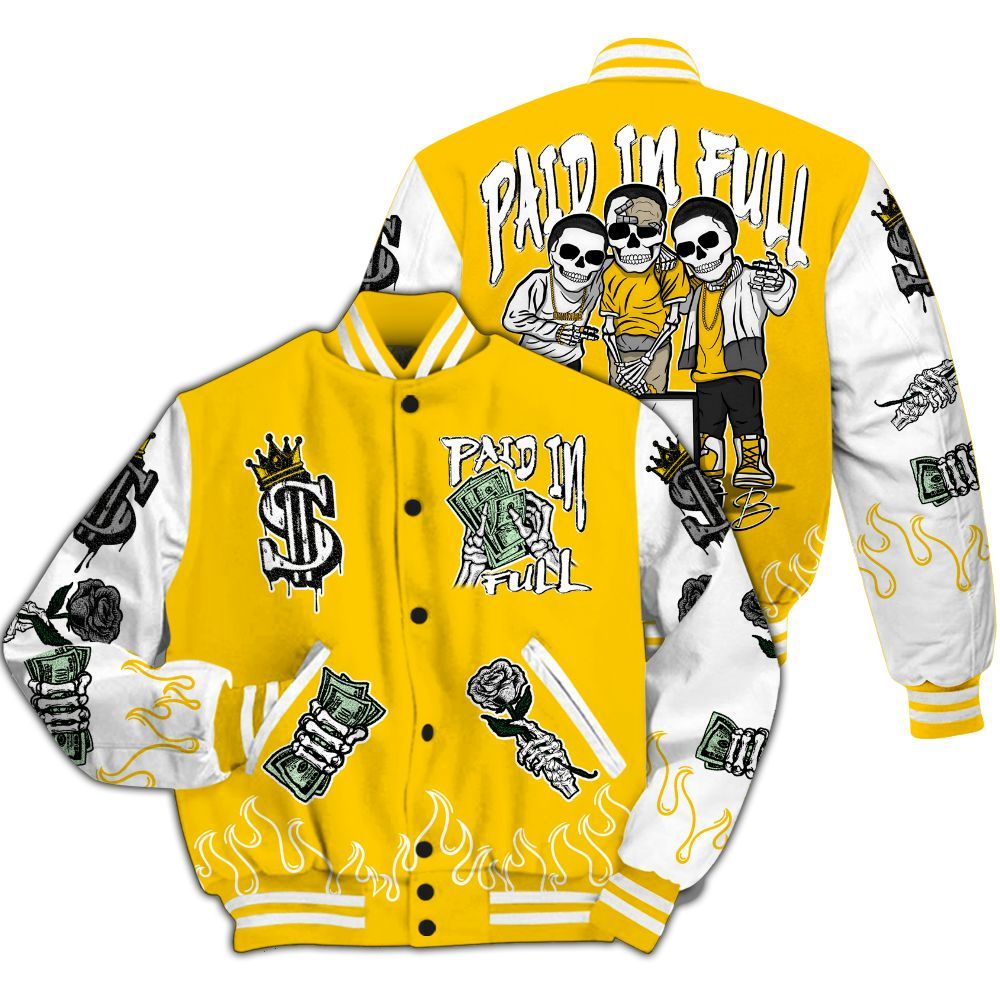 Varsity Jacket To Match Vivid Sulfur 4s - Fire Everybody Paid In All Over Print