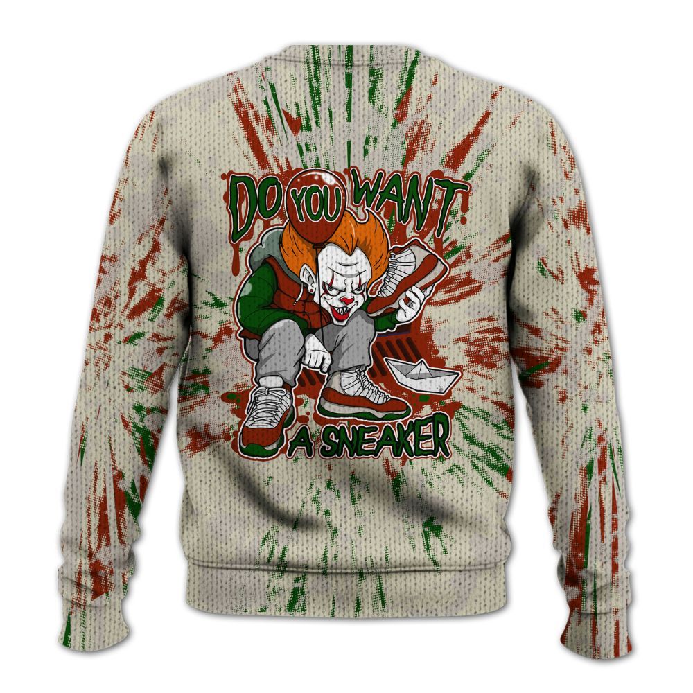 Knitted Sweater To Match El Grito 5s - Clown Scary Sneakers Graphic Halloween