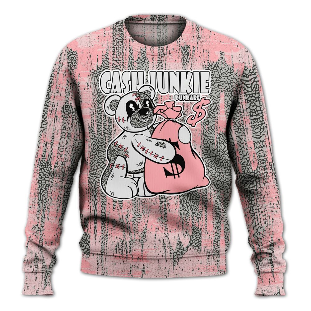 Sweatshirt To Match Retro Wings 3s - Cashs Junkie Bear Glitch Art All Over Print