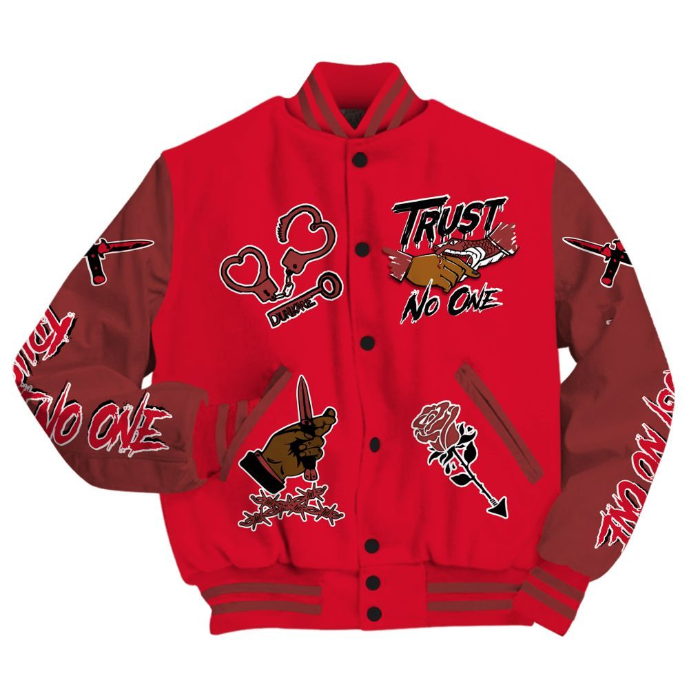 Varsity Jacket To Match Air Max Sunder Gore Tex Fire Red - Trust No One Dripping All Over Print