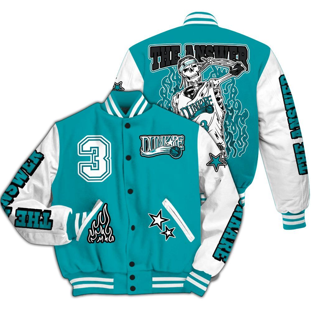 Varsity Jacket To Match Air Griffey Max Aquamarine 1s - Allen Answer Skeleton All Over Print