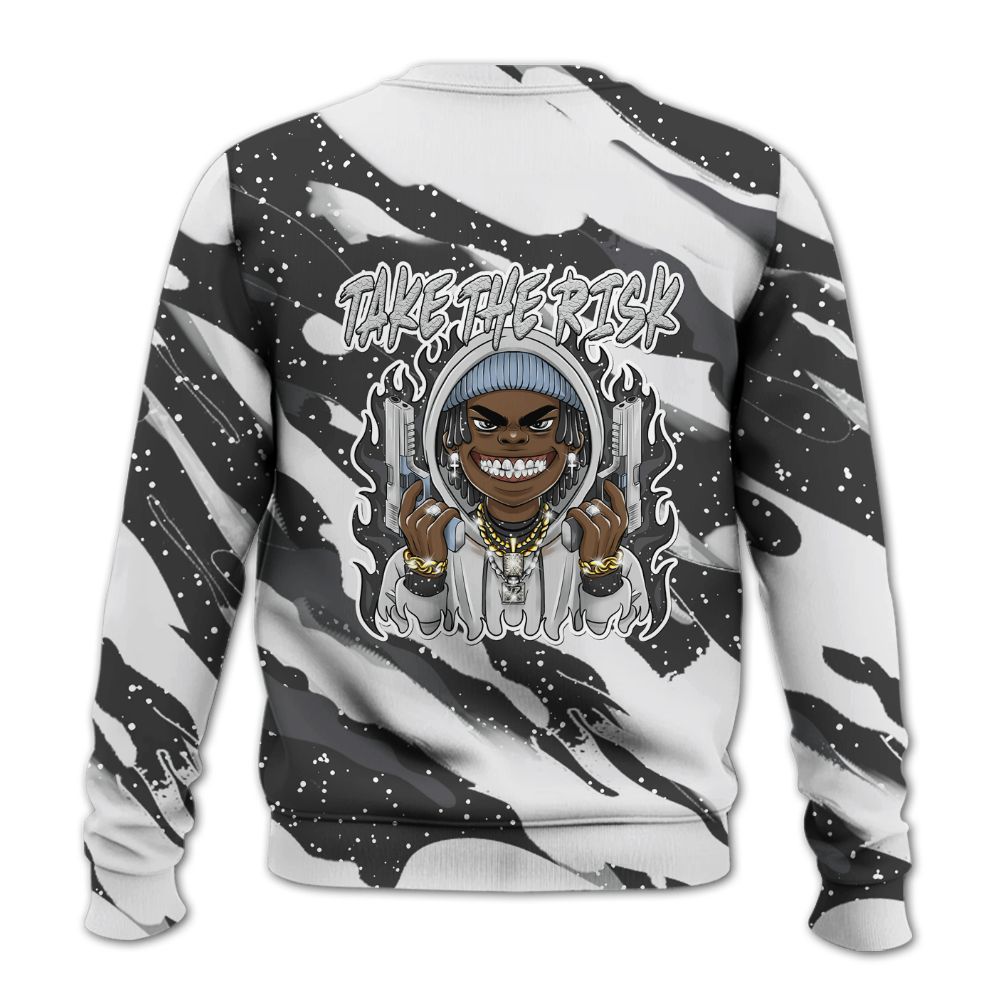 Sweatshirt To Match Reverse Black White 6s - Take The Risk Colored All Over Print